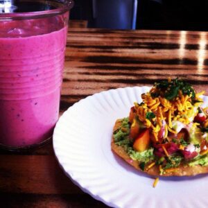 Juhu Beach Club’s Sev Puri Berry Lassi (Photo: Courtesy of Juhu Beach Club)