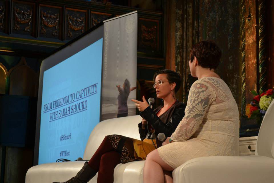 Sarah Shourd, left, shared her story about being imprisoned for a year in Iran and her travels in the Middle East with Kelly Lewis, right, founder of Go! Girl Guide and the Women’s Travel Fest, and attendees at the Women's Travel Fest 2014 in New York. (Photo: Courtesy of Women's Travel Fest)