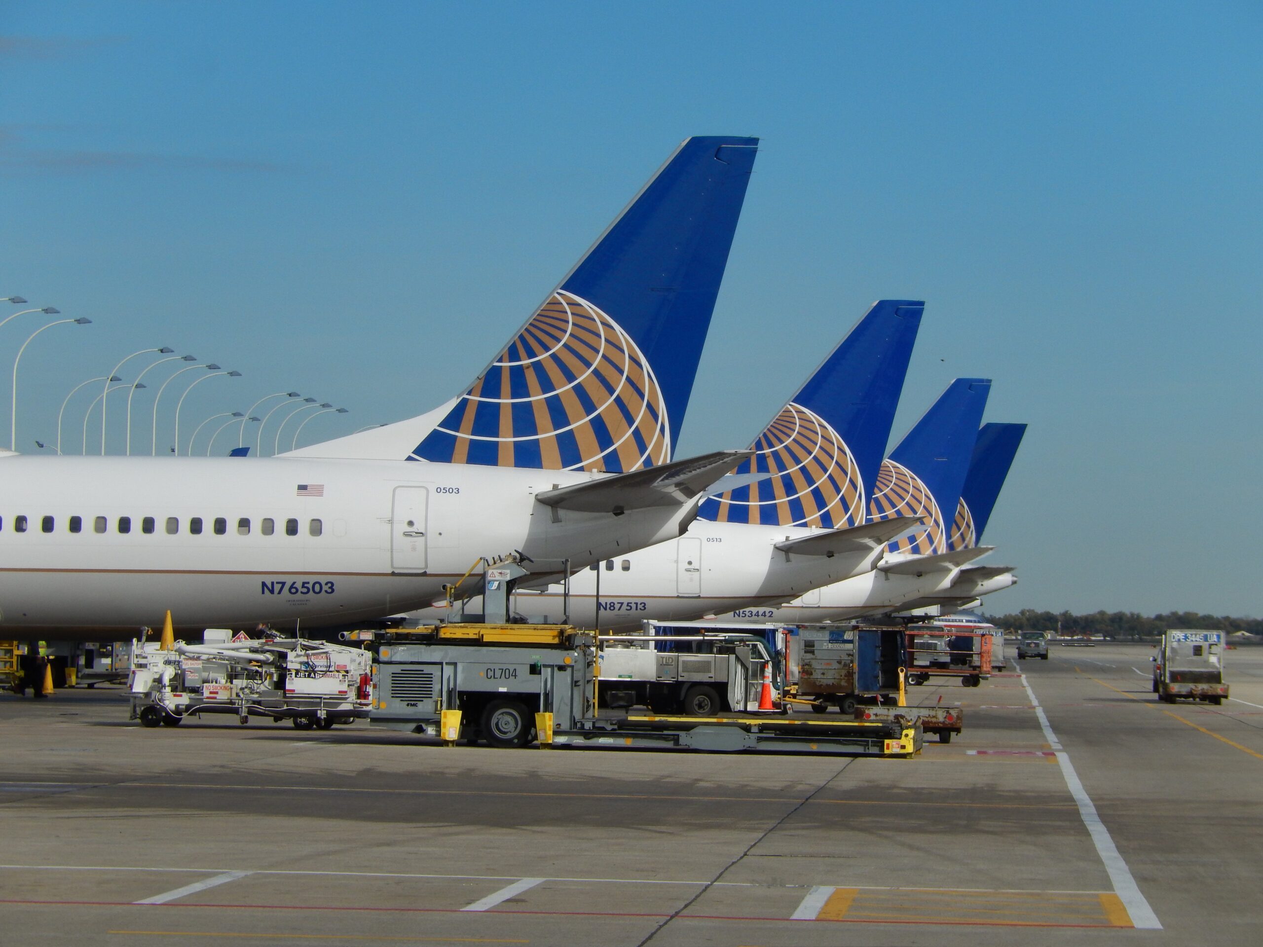 [FILE] United Airlines jets are parked at the terminal at O'Hare International Airport in Chicago, Illinois on Oct. 25, 2013.
