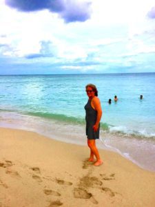 Stephanie Land, founder of Transgender Vacations, at the beach at the Days Inn at Ocean Terrace South Beach. (Photo: Courtesy of Transgender Vacations)