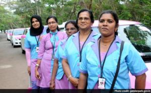 The first lucky women to be She-Taxi drivers in the southern Indian state, Kerala. (Photo: Courtesy of Gender Park)