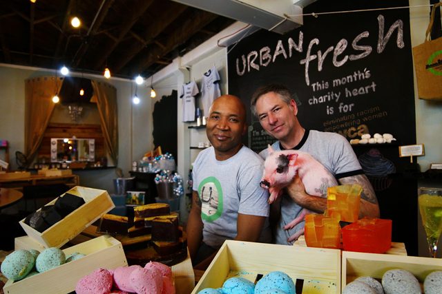 Andre, left, and Keith, right, West-Harrison, owners of Urban Fresh Cosmetics and Day Spa in Albuquerque, New Mexico. (Photo: Courtesy of Urban Fresh)