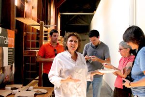 Vivien Straus, creator of the Cheese Trail project and marketing coordinator of Cowgirl Creamery, giving a tour of cheesemaking factory. (Photo: Super G)