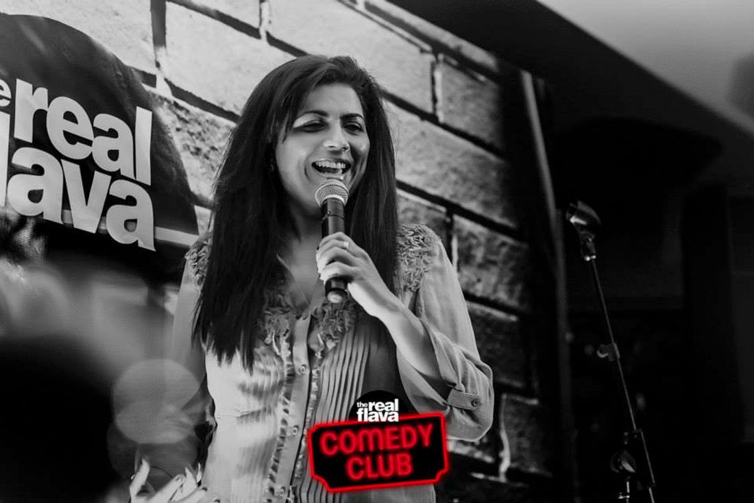 Comedian Mona Shaikh performing at the Comedy Club.
