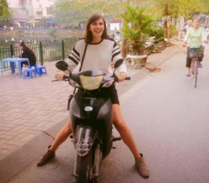 World traveler Catherine Johannet scootering around Vietnam. (Photo: Courtesy of Facebook)