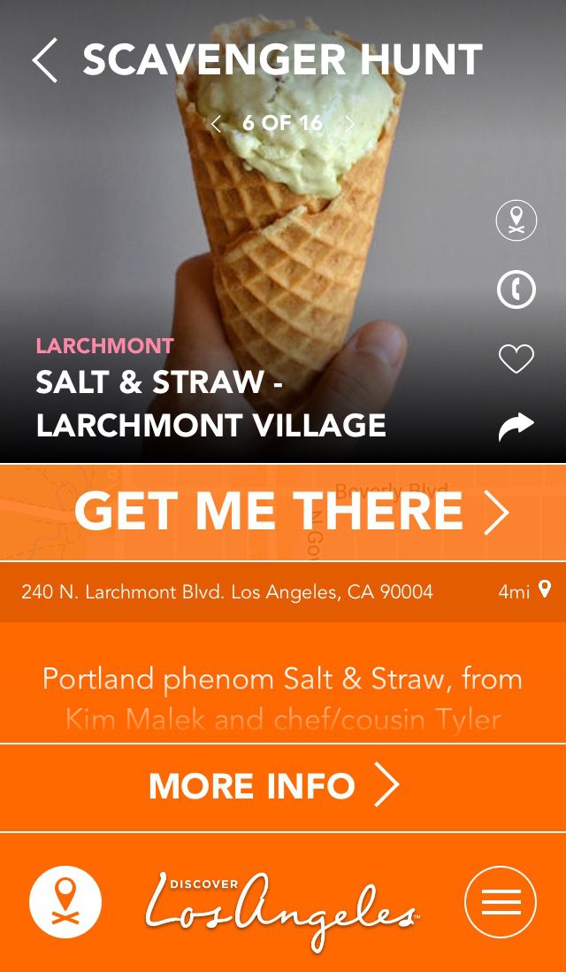 The Discover L.A. app’s scavenger hunt for ice cream (Photo: Courtesy of Discover Los Angeles)