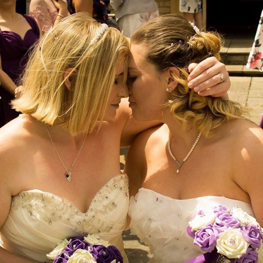 Emma Louise Morris, left, and her wife Jo, right, at their dream wedding. (Photo: Courtesy of Emma Louise Morris)
