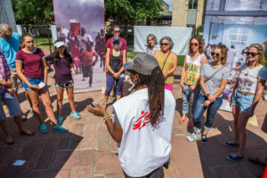 Denver visitors experience the Forced From Home interactive traveling exhibit earlier this year. (Photo: Julia Vandenoever)