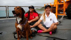 Tasha, Jennifer and their two dogs were rescued by the USS Ashland months after their boat became adrift in the Pacific. (Photo: Associated Press)