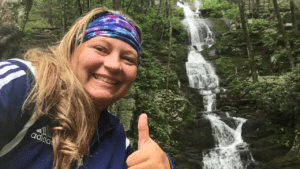 Stacey enjoys a waterfall along the Appalachian Trails. (Photo: Courtesy of Appalachian Trails)
