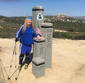 Stacey at the end of her trek on the Pacific Crest Trail in September.(Photo: Courtesy of Daily Mail)