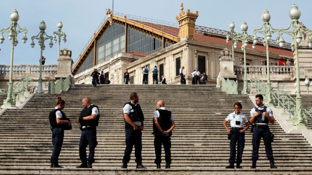 French police and military surround Saint Charles train station in Marseille, France following two young women being stabbed to death by an alleged ISIS terrorist, Sunday, October 1, 2017. (Photo: Courtesy of CBC News)