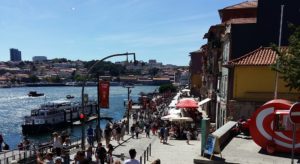 Shopping and eating along the Ribeira, the city’s riverfront promenade in Porto, Portugal. (Photo: Courtesy of Fresh Lobster Tours)